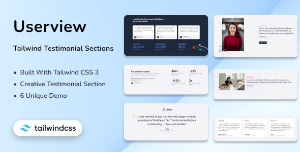 Tailwind CSS 3 Testimonial Section - Userview