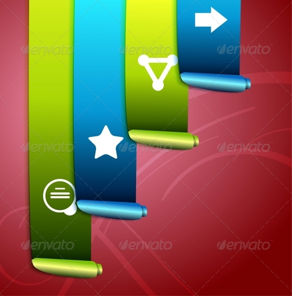 Colorful scroll ribbons infographic design - Web Elements Vectors