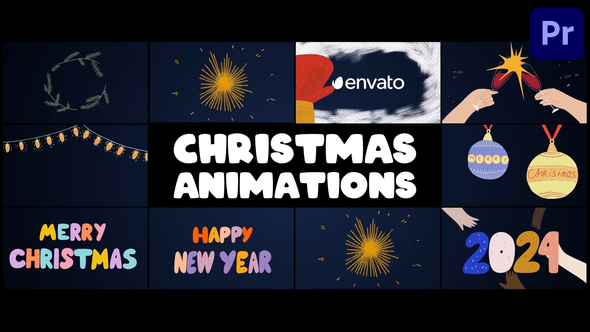 Christmas Decorations And Greetings Animations | Premiere Pro MOGRT