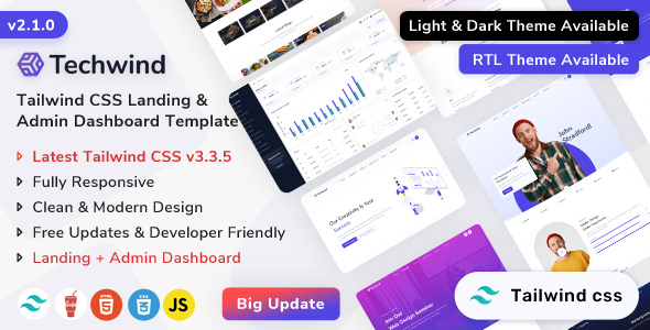 Techwind - Tailwind CSS Multipurpose Landing & Admin Dashboard Template ...