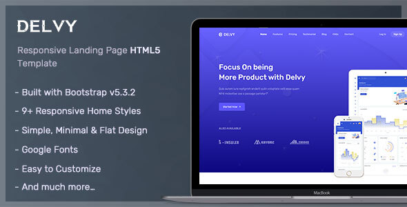 Delvy - Responsive Landing Page Template
