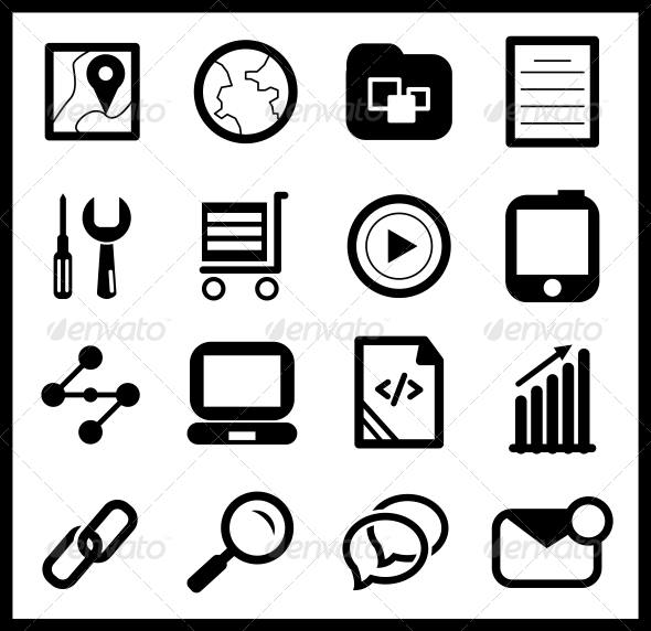 Black web icon set - Web Technology