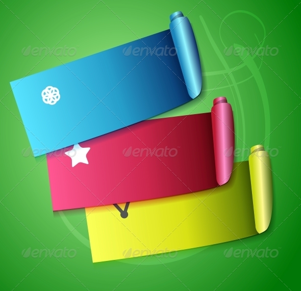 Colorful scroll ribbons infographic design - Web Elements Vectors