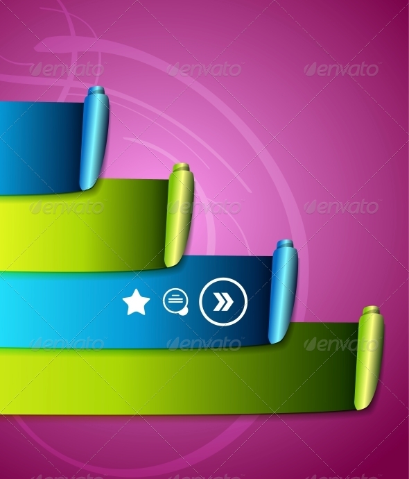 Colorful Scroll Ribbons Infographic Design - Web Elements Vectors