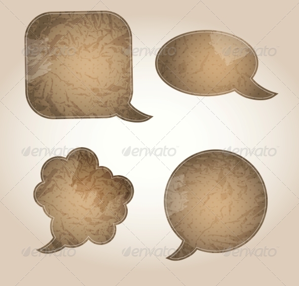 Aged Paper Speech Bubbles Vector Illustration - Decorative Symbols Decorative