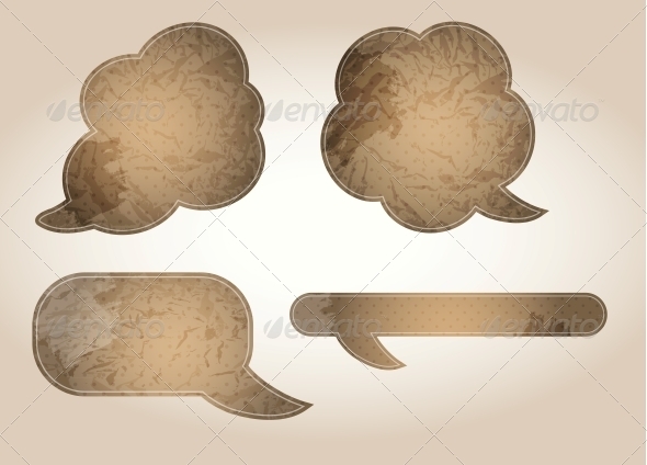 Aged Paper Speech Bubbles Vector Illustration - Decorative Symbols Decorative