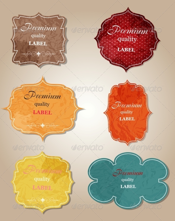 Aged Paper Labels Vector Illustration - Decorative Symbols Decorative