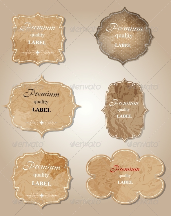 Aged Paper Labels Vector Illustration - Decorative Symbols Decorative