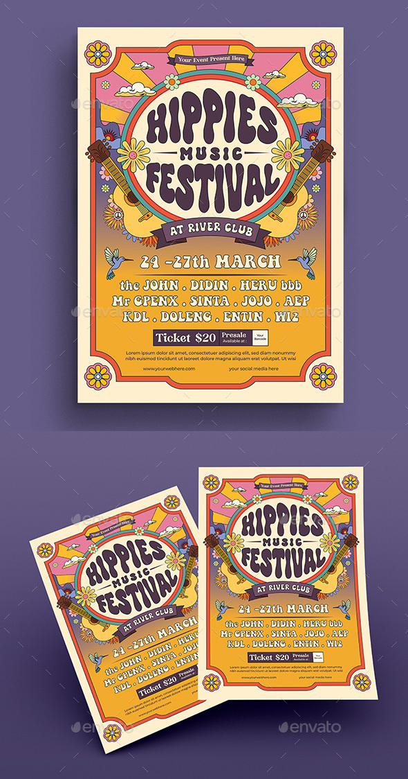 Hippies Music Festival Flyer