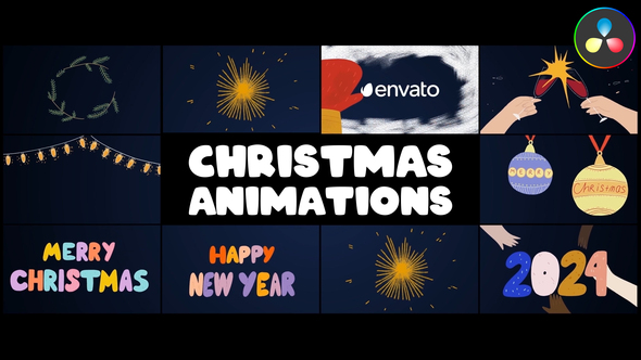 Christmas Decorations And Greetings Animations | DaVinci Resolve