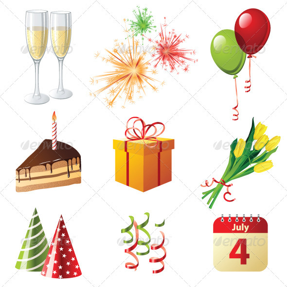 Celebration Icons - Objects Vectors