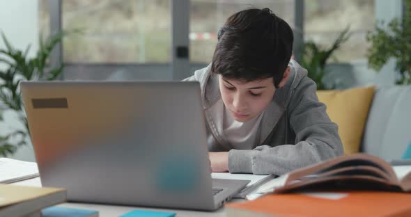 Student finishing his home work and leaving alt