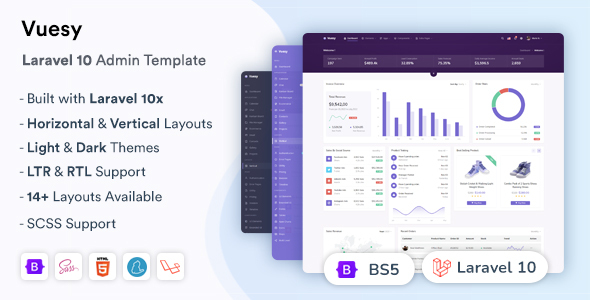 Vuesy - Laravel 10 Admin & Dashboard Template by themesdesign | ThemeForest