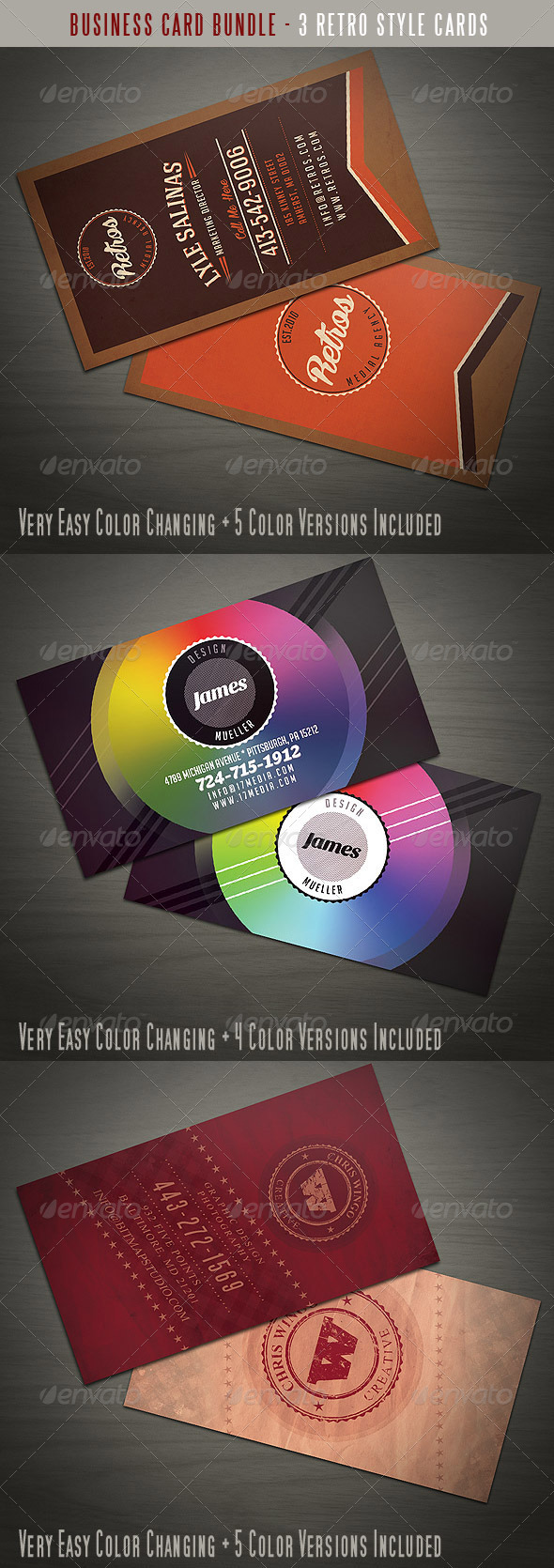 Retro or Vintage Business Card Bundle - Retro/Vintage Business Cards