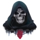 Human Skull Head in Black Cloak and Red Heart