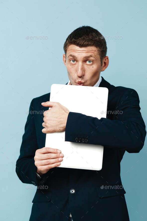 Blank white caucasian adult background young businessman guy paper ...