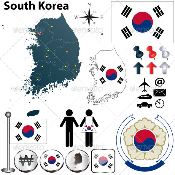 South Korea Map - Travel Conceptual