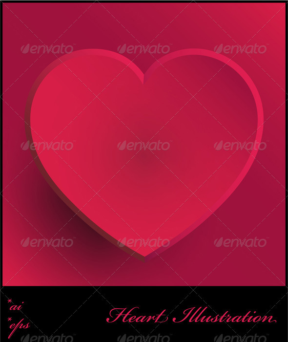Pink Heart Illustration - Valentines Seasons/Holidays