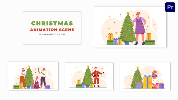 Christmas Festival Special Flat 2D Character Animation Scene