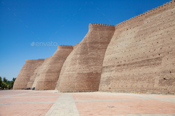 Walls of the Ark of Bukhar, Uzbekistan Stock Photo by Slepitssskaya