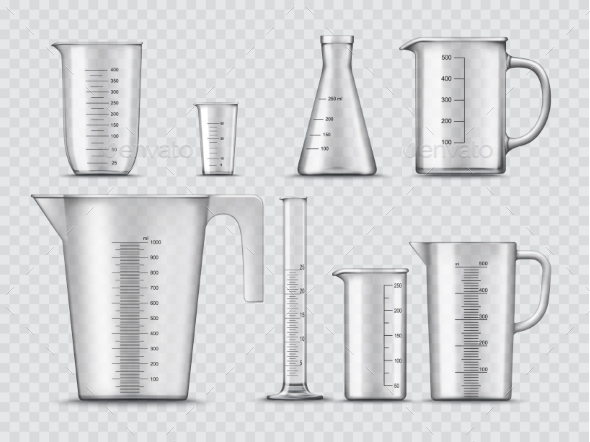 Measure Glass Cups Containers Laboratory Beakers