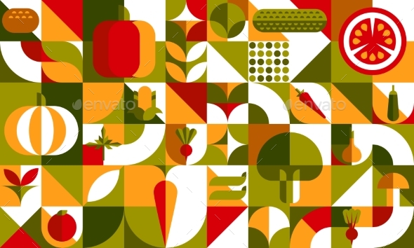 Bauhaus Vegetable Geometric Pattern Background