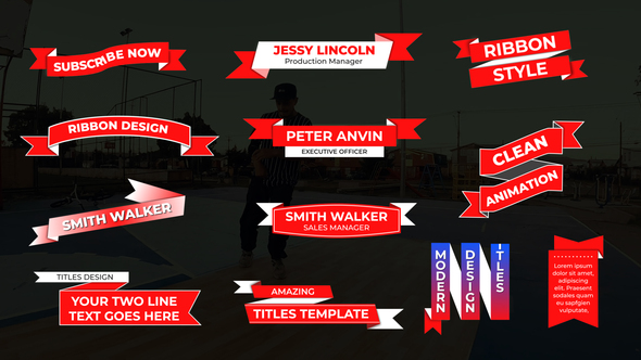 Ribbon Lower Thirds Titles template preview