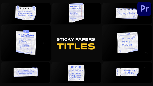 Sticky Papers Titles for Premiere Pro