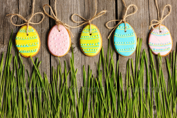 Easter homemade gingerbread cookie - Stock Photo - Images