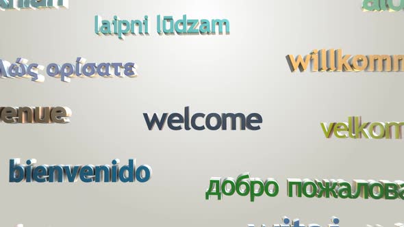 Language learning concept- "Welcome" ,other languages greetings typography alt