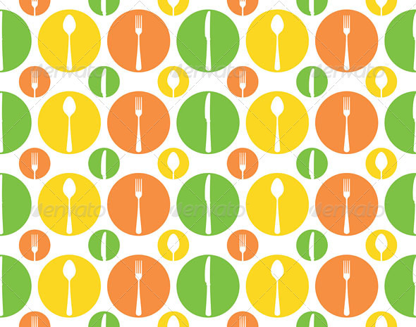 Vintage Cutlery Pattern - Food Objects