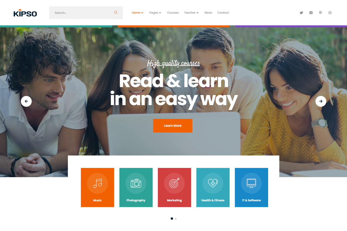 Kipso Online Education Learning Elementor Template Kit by surisoft