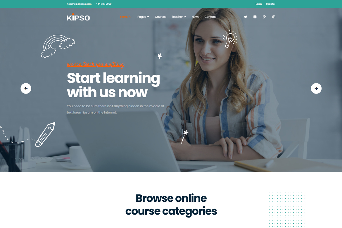 Kipso Online Education Learning Elementor Template Kit by surisoft