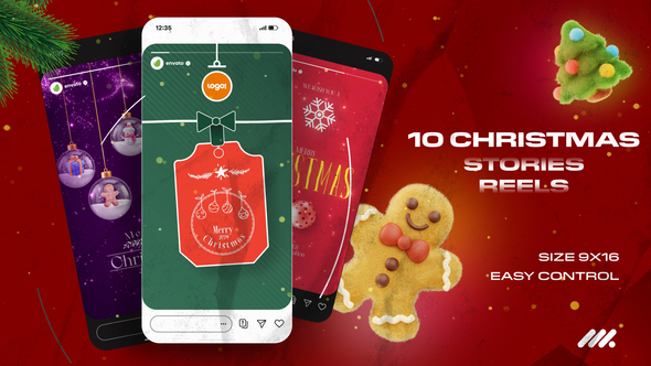 10 Christmas stories and reels broadcast-packages template preview