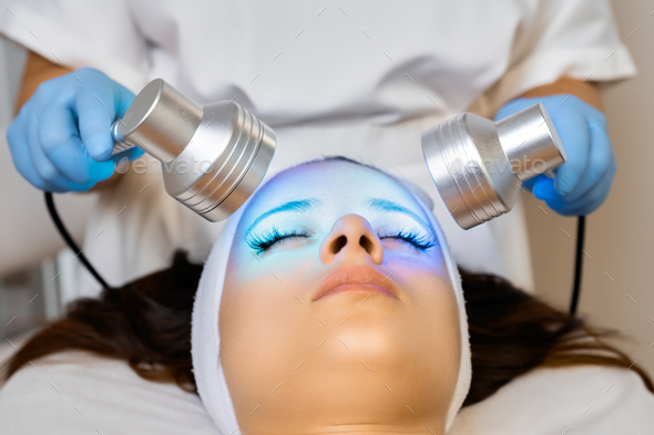 Blue LED light therapy for beauty of facial skin