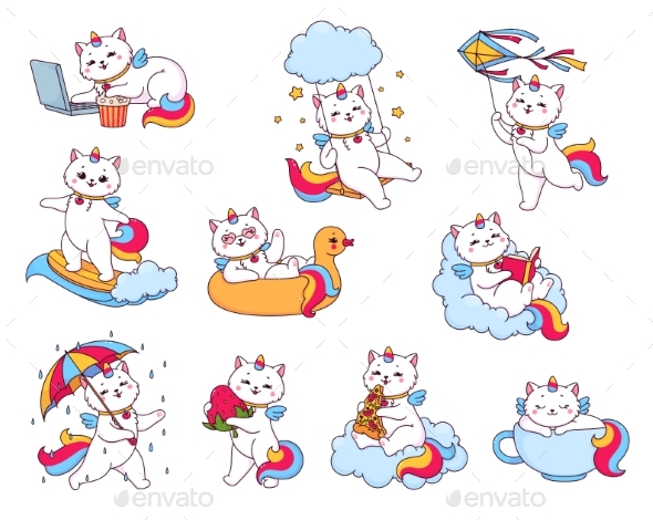 [DOWNLOAD]Cute Cartoon Caticorn Character Funny Cat Unicorn