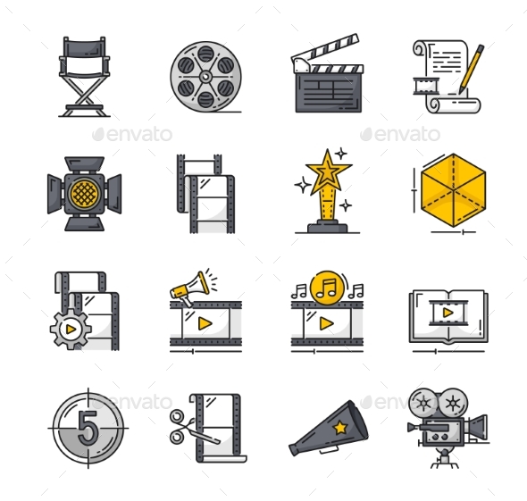 Movie Video Production and Cinema Vintage Icons