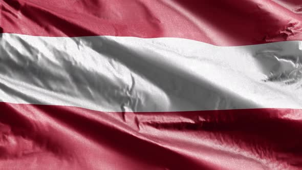 Austria textile flag waving on the wind loop. Slow motion. 20 seconds loop.  alt