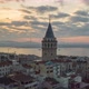 Galata Tower in Sunrise Sunlight, Aerial Hyperlapse Drone Time Lapse Circle Shot - VideoHive Item for Sale