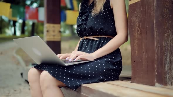 Businesswoman Working On Laptop.Employee On Remote Office Workplace.Laptop Chatting Online In Web alt