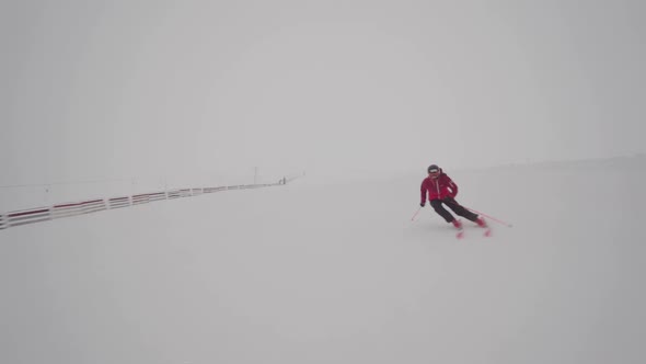 Downhill Skiing In The Fog