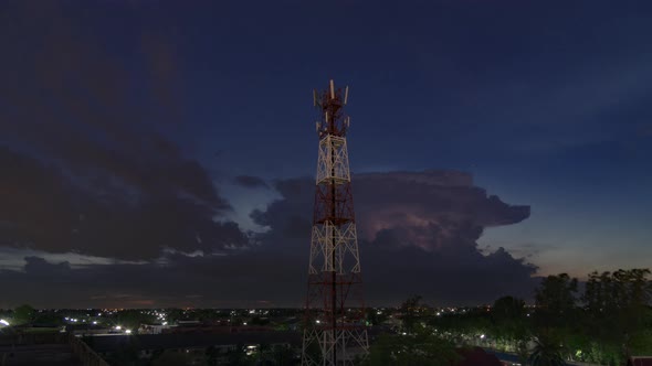 tower with a staircase to the antennas of mobile phone communications,