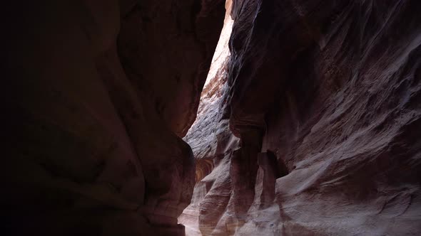 Al Siq Canyon in Ancient City of Petra To Main Entrance of Al Khazneh or the Treasury Facade alt