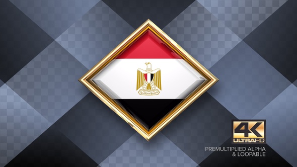 Egypt Flag Rotating Badge 4K Looping with Transparent Background