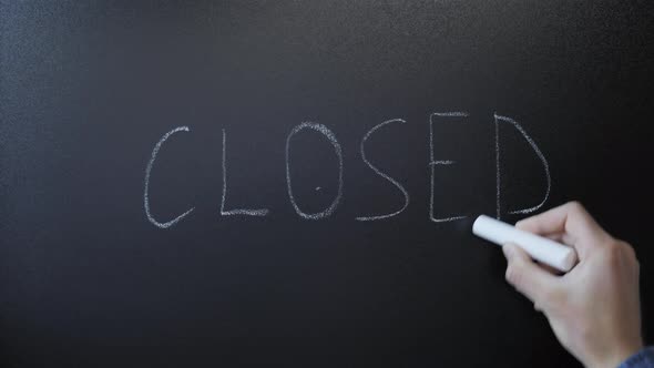 "Closed" written on chalkboard alt