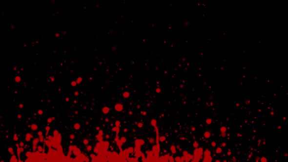 Red Drops of Milk Fly Up and Spray in Different Directions on Black Background alt