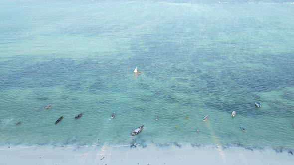 Boats in the Ocean Near the Coast of Zanzibar Tanzania alt