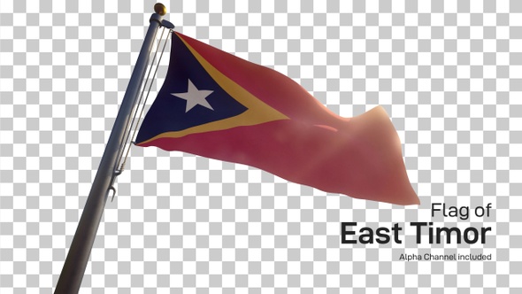 East Timor Flag on a Flagpole with Alpha-Channel alt