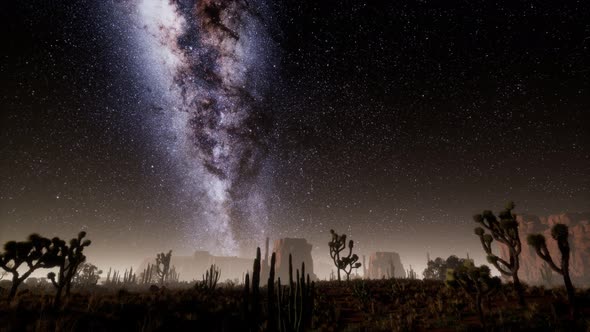 Hyperlapse in Death Valley National Park Desert Moonlit Under Galaxy Stars alt