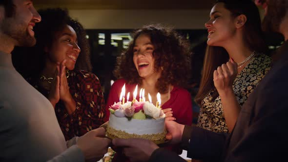 People Singing Happy Birthday to Excited Woman, Stock Footage | VideoHive